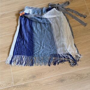 Missoni Striped Blue and White Fringe wrap Skirt